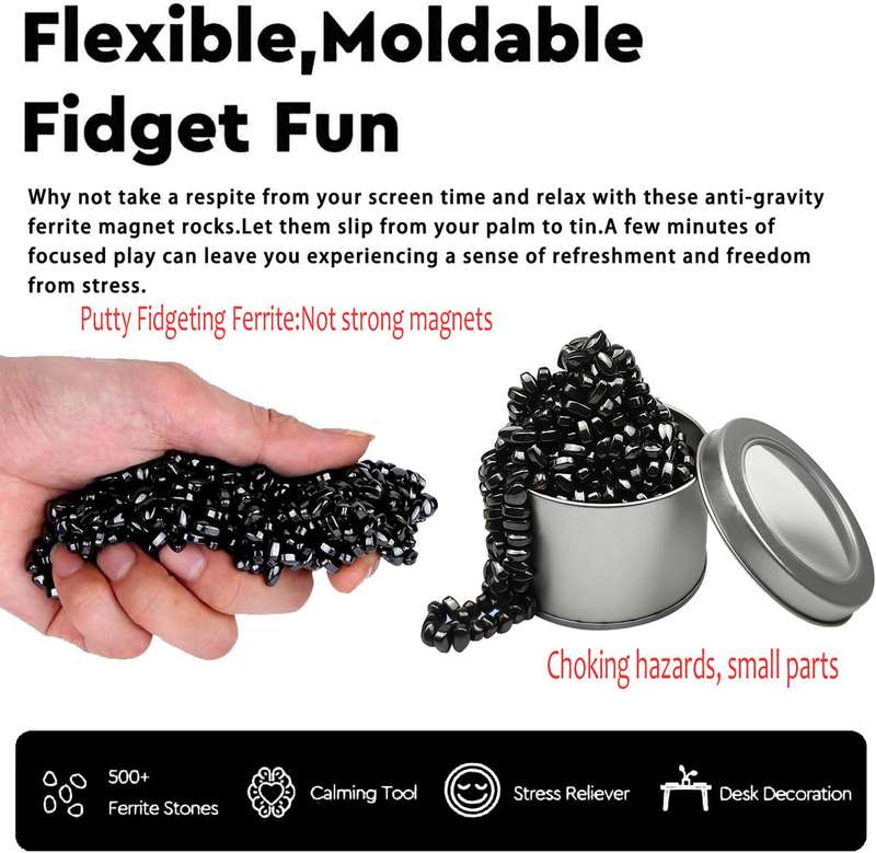 | 500 Piece Ferrite Putty Fidget Toy Stones In Tin