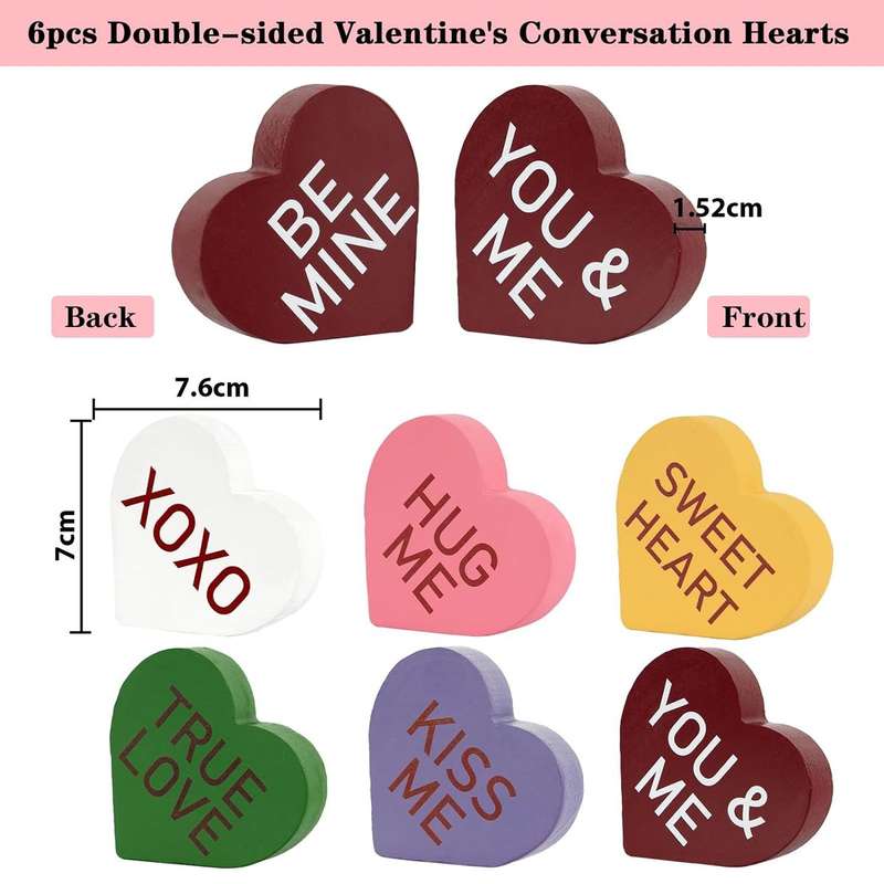 Wooden Heart Shape Center pieces Decoration For Wedding Valentine Day-6 Piece