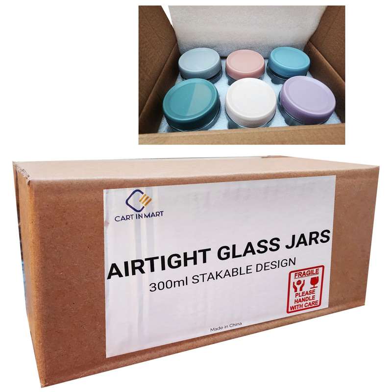 6-Pack 300ml Glass jars with Airtight Lids Overnight Oats Container Mason|