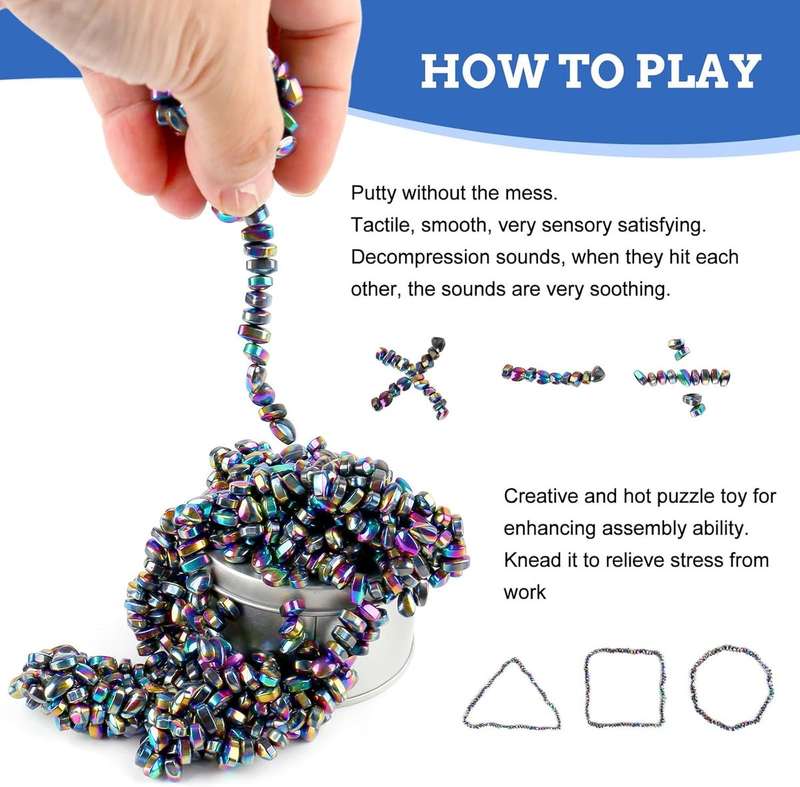 | 500 Piece Ferrite Putty Fidget Toy Stones In Tin