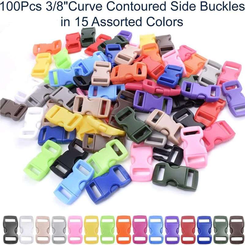 100 Pack Assorted Paracord Buckles For Bracelet DIY Craft Pet Collar