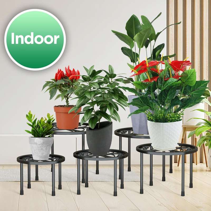 5 Piece Metal Plant Stands For Indoor Outdoor Flower Pot Diasplay-5 Size|