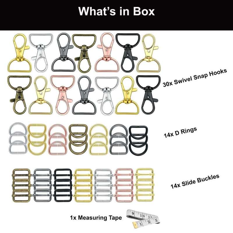 57 Piece Keychain With Swivel Hook D Rings & Side Buckles For Handbag