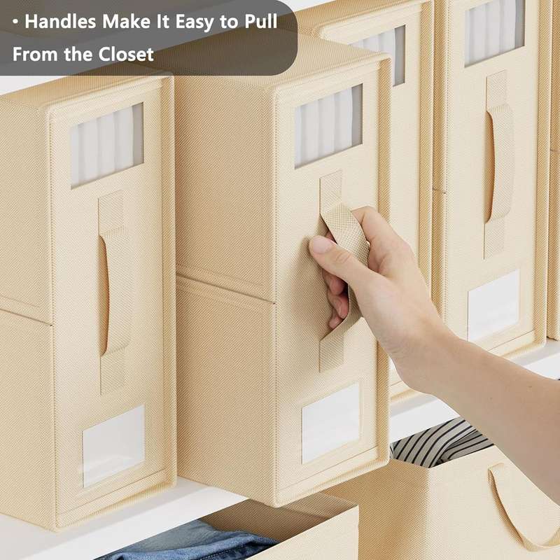 Bed Sheet Organisers & Storage For Linen Closet Foldable - 6 Pack - Beige (XL)|