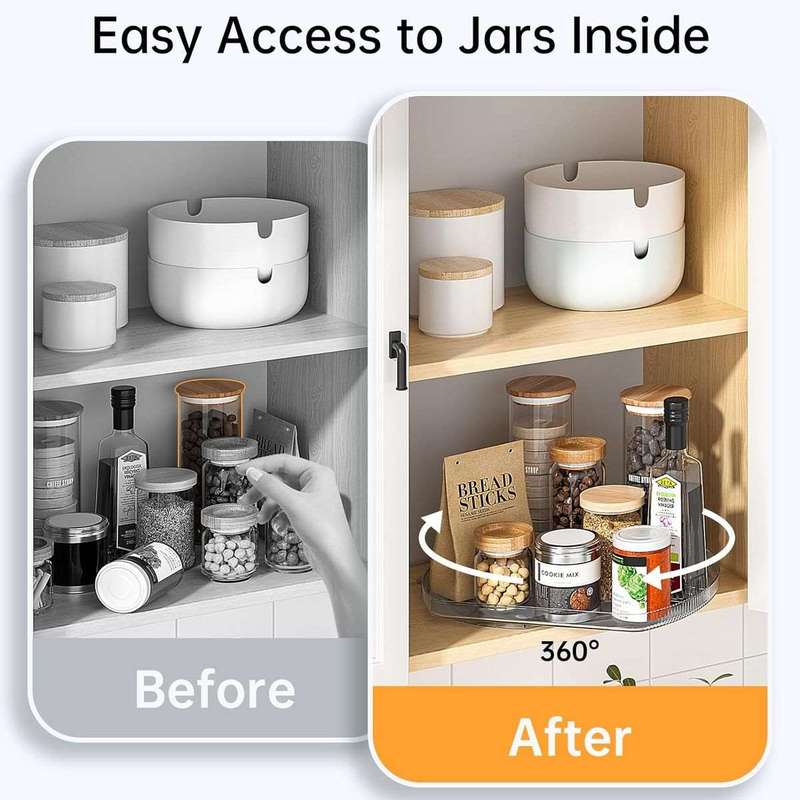 Clear Lazy Susan Turntable Organizer For Fridge Refrigerator -Rectangular