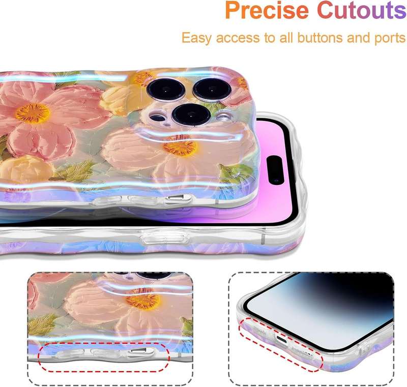 Colorful Glossy Flower Cover for iPhone 15 Pro for Girls / Women
