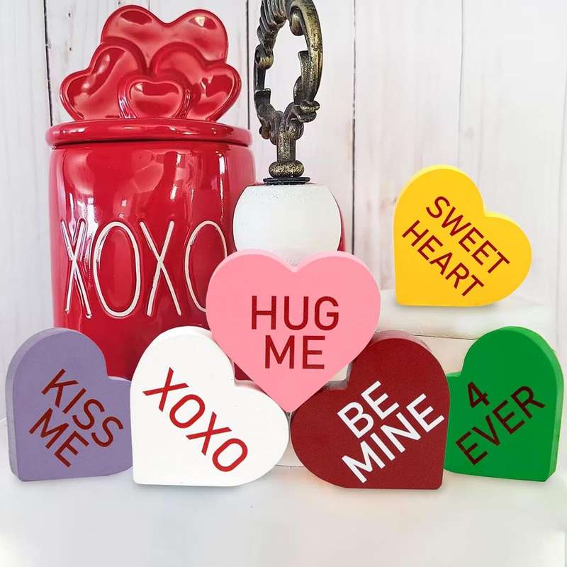 Wooden Heart Shape Center pieces Decoration For Wedding Valentine Day-6 Piece