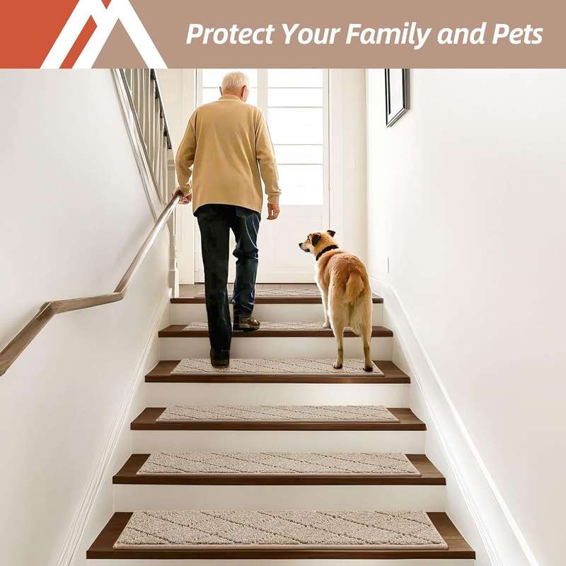 |15 Pack Edging Stair Treads Non-Slip Carpet Mat For Wooden Floor-76x20cm