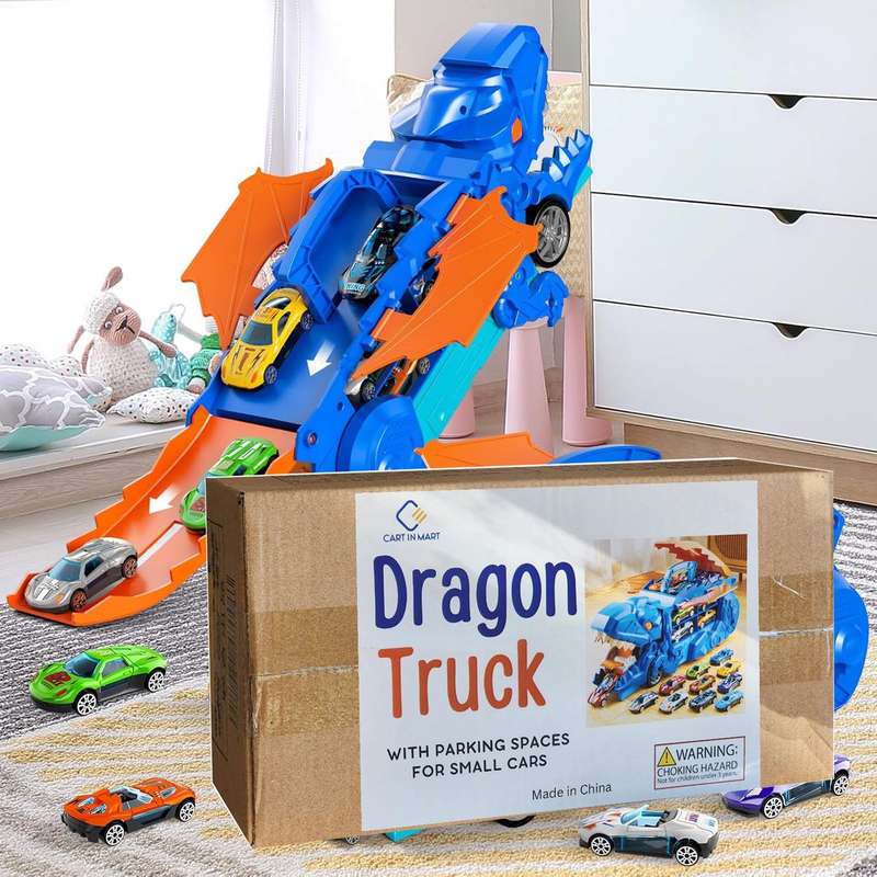 Dinosaur Transporter Truck With 10 Die-Cast Cars Toddler Toys For Kids