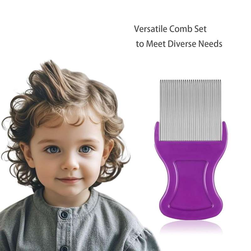 4 Piece Head Dandruff Hair Comb Set-2 With Metal Teeth & 2 Double Sided|
