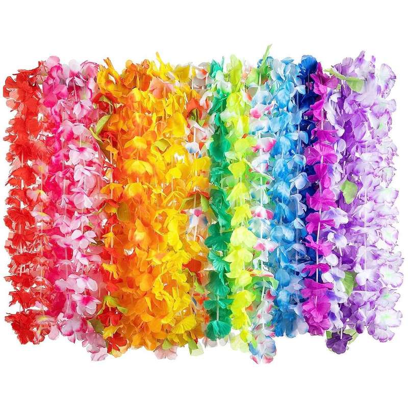 36 Pack Hawaiian Leis Silk Bulk Tropical Flower Luau Beach Party Supplies
