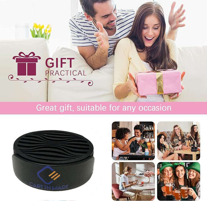 6 Pack Silicone Coasters Set With Holder For Drink Cup Barware - Black