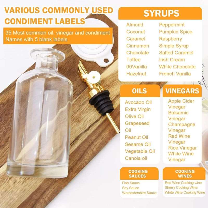 4 Pack Glass Olive Oil & Vinegar Dispenser Coffee Syrup Bottle Set -350ml