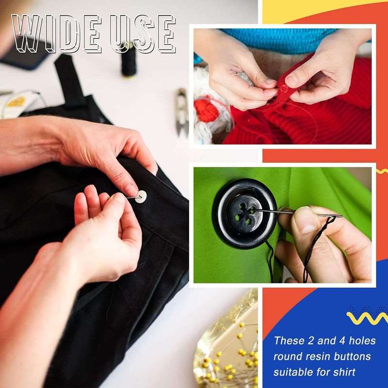 2400 Piece Round Resin Buttons Mixed Color Assorted Sizes For Crafts Sewing