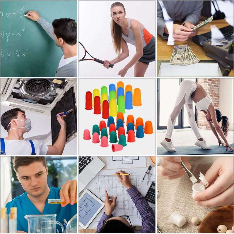 32 Piece All Sizes Rubber & Silicone Fingers Tip Pads Thimbles