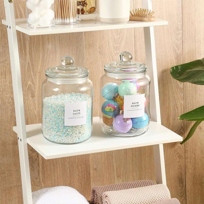 Glass Jars & Dryer Sheet Holder Laundry Room Organisation With Lid, Labels