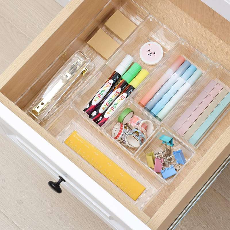 10 Piece Clear Acrylic Plastic Drawer Organizer Set 3 Sizes For Cosmetics