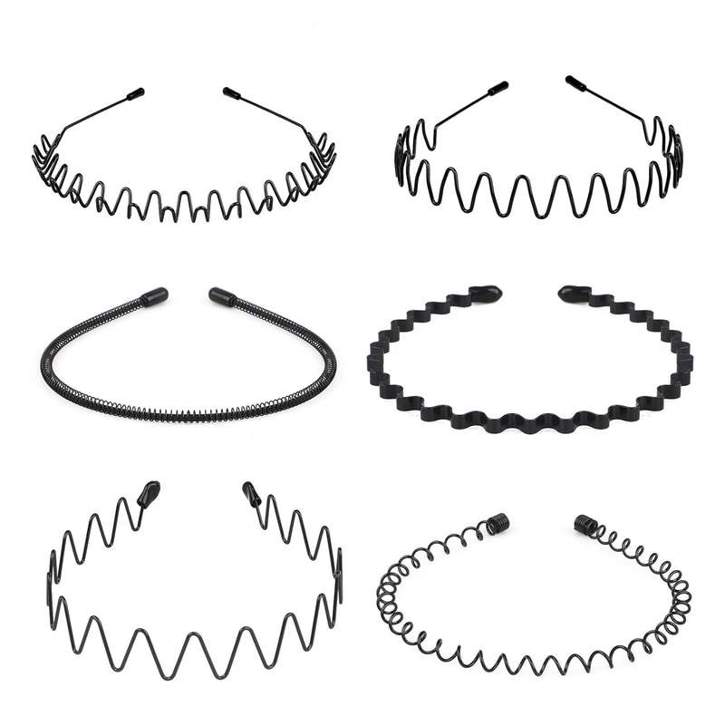 6 Pieces Metal Headbands Wavy Hairband Spring Hair Hoop For Sports Fashion