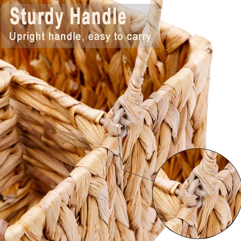 Wicker Cutlery Holder With Handle Silverware Caddy Organiser For Tabletop - Water Hyacinth