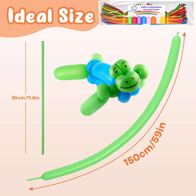 400 Pack 260Q Long Colored Balloons With Pump For Animal Arch Twisting Magic