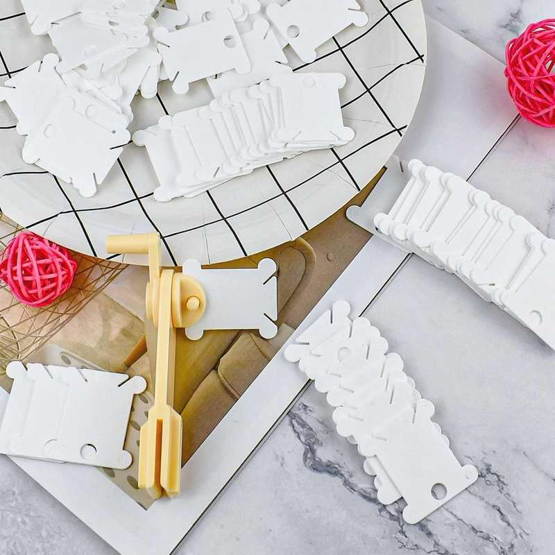 120 Pack Floss Bobbins With Winder For Cross Stitch Embroidery Sewing Craft