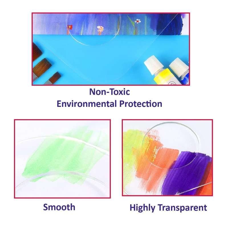 2 Pack Clear Acrylic Paint Palette With Thumb Hole 30x20cm Easy Clean Art