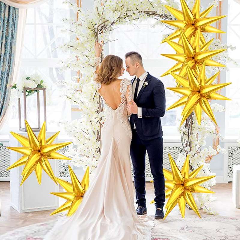 8 Pack Star Balloons Burst Star Aluminium Foil Birthday Wedding Party Supply - Gold