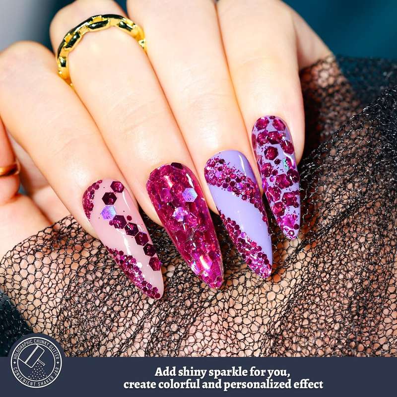 Holographic Chunky Glitter Metallic Bulk Laser Sequin For Nail Craft 150g