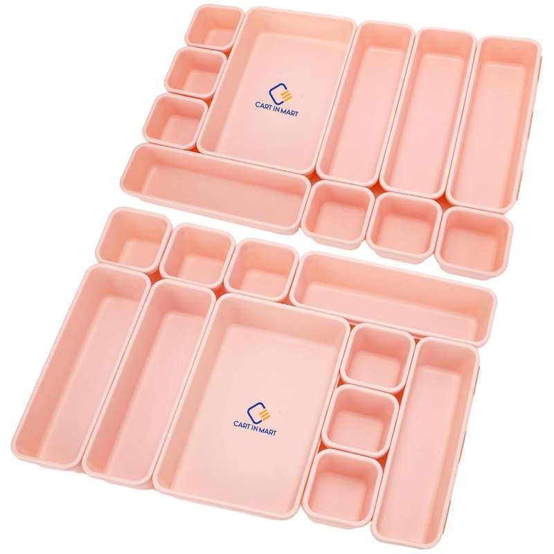 Plastic Drawer Organiser Storage Bins For Makeup Bathroom Utensils - 22 Piece