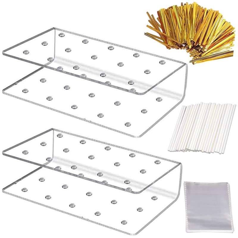 2 Pack Clear Acrylic Cake Pop Display Stand With Lollipop Sticks,Wrapper