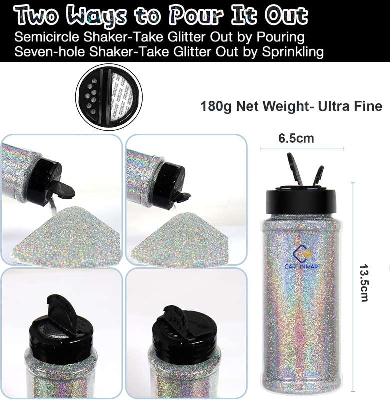 Holographic Ultra Fine Glitter Powder Bulk Laser Sequin For Nail Craft 180g