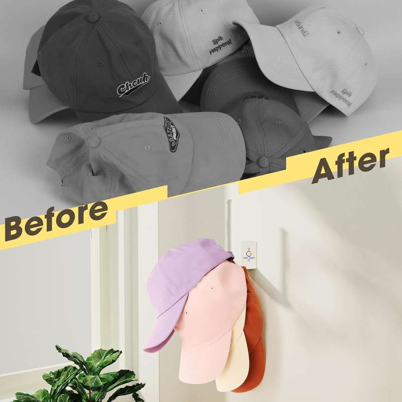 2 Pack Hat Racks Organiser For Baseball Caps Hanger Holder Door Wall - White