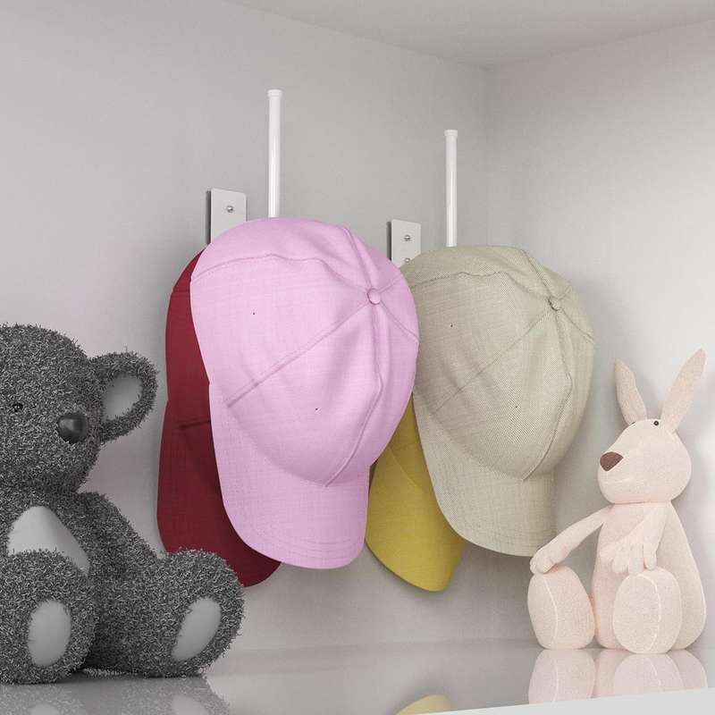 2 Pack Hat Racks Organiser For Baseball Caps Hanger Holder Door Wall - White