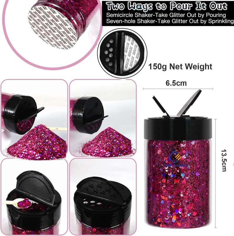 Holographic Chunky Glitter Metallic Bulk Laser Sequin For Nail Craft 150g