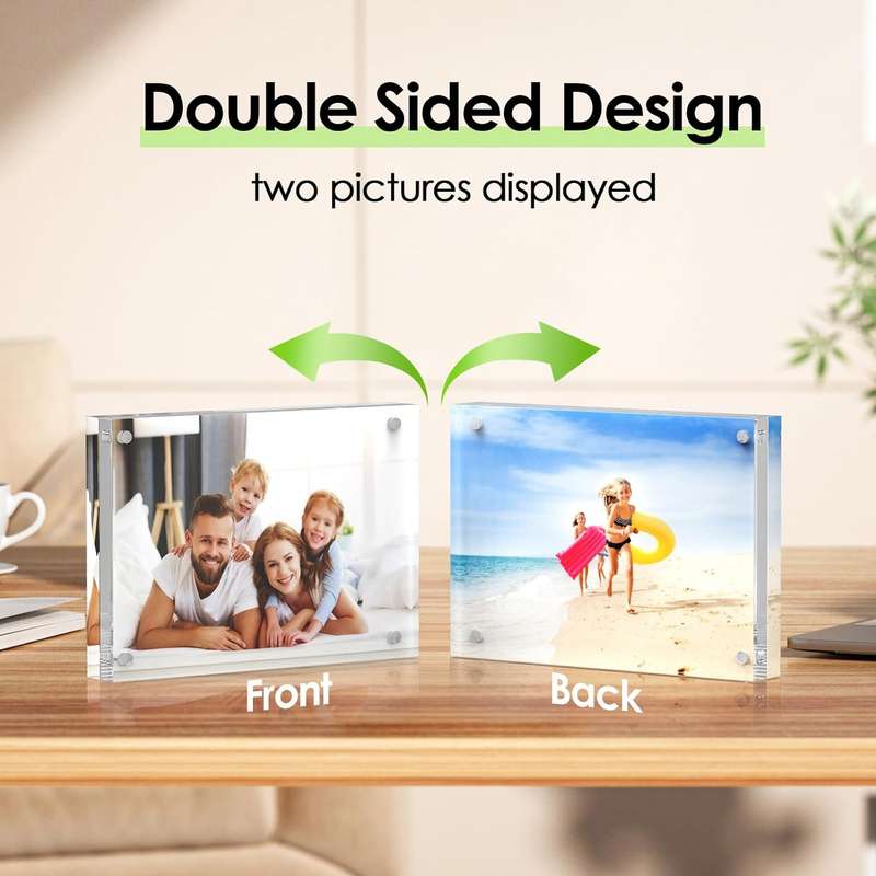 5 Pack Magnetic Acrylic Clear Picture Frames 5x7" Dual Side Photo Frame