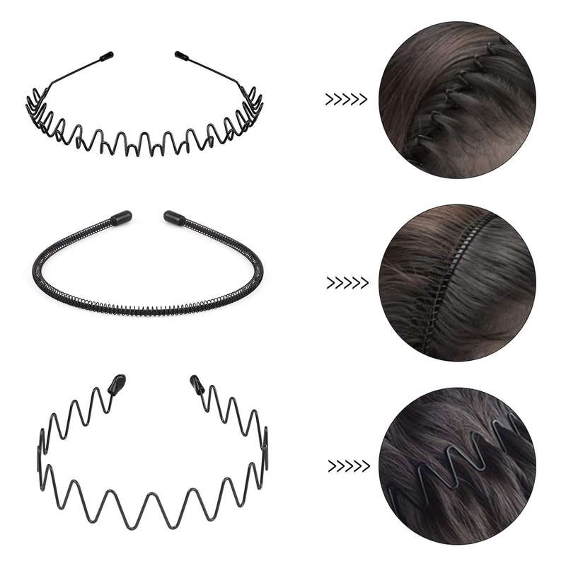 6 Pieces Metal Headbands Wavy Hairband Spring Hair Hoop For Sports Fashion