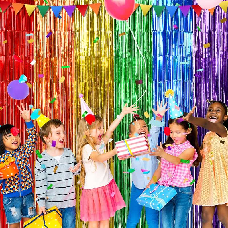 2 Pack Premium Foil Fringe Curtain Backdrop Tinsel Party Decoration -1x2m