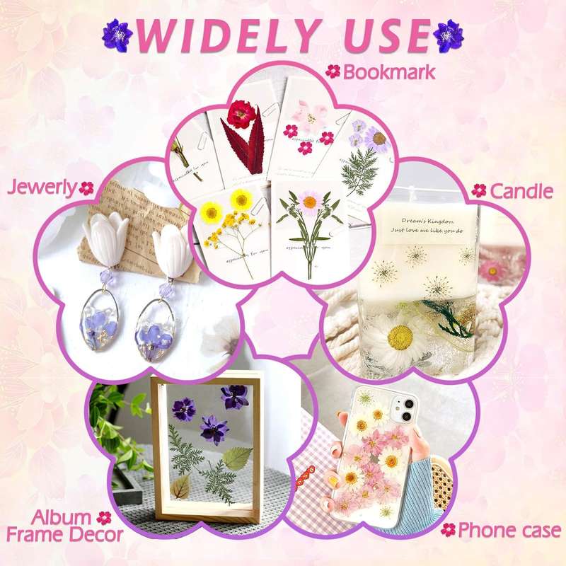 140 Pack Dried Pressed Flowers For Resin Scrapbooking Candle Soap Nail Art