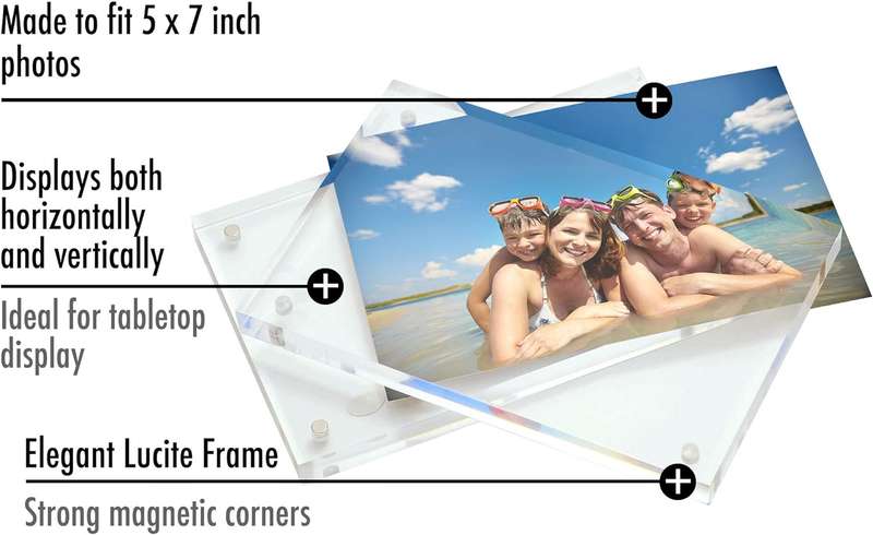 5 Pack Magnetic Acrylic Clear Picture Frames 5x7" Dual Side Photo Frame