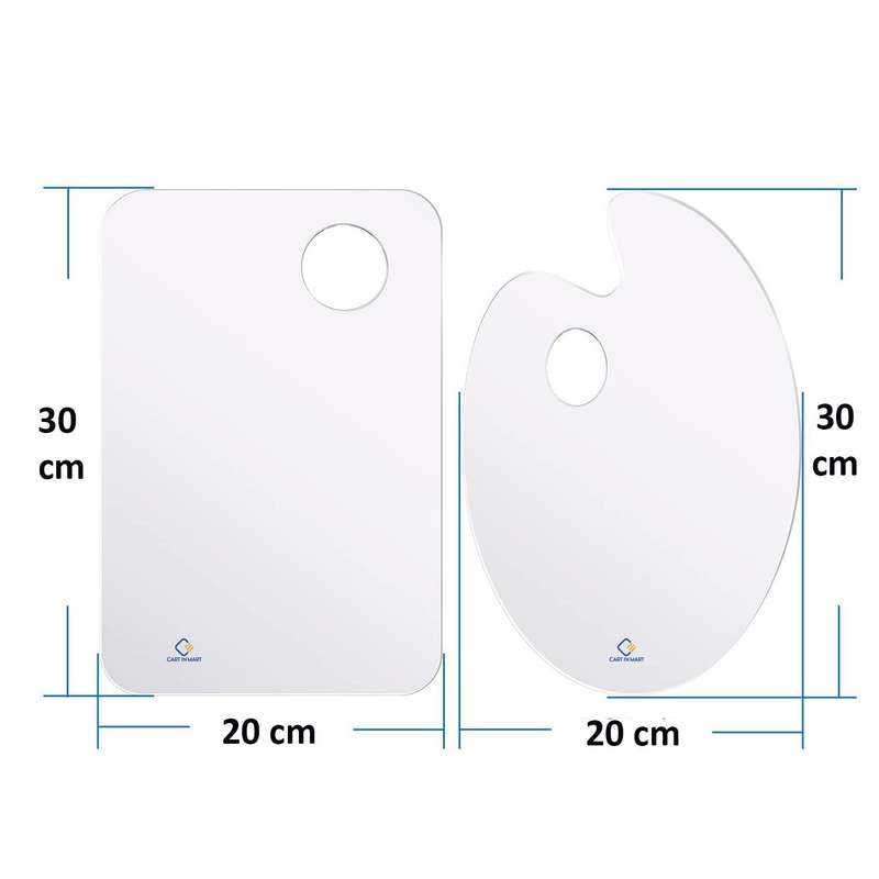 2 Pack Clear Acrylic Paint Palette With Thumb Hole 30x20cm Easy Clean Art