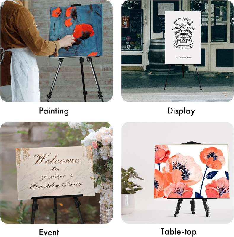 Folding Metal Easel Stand for Painting Art Sign Display Tripod with Bag - 155cm