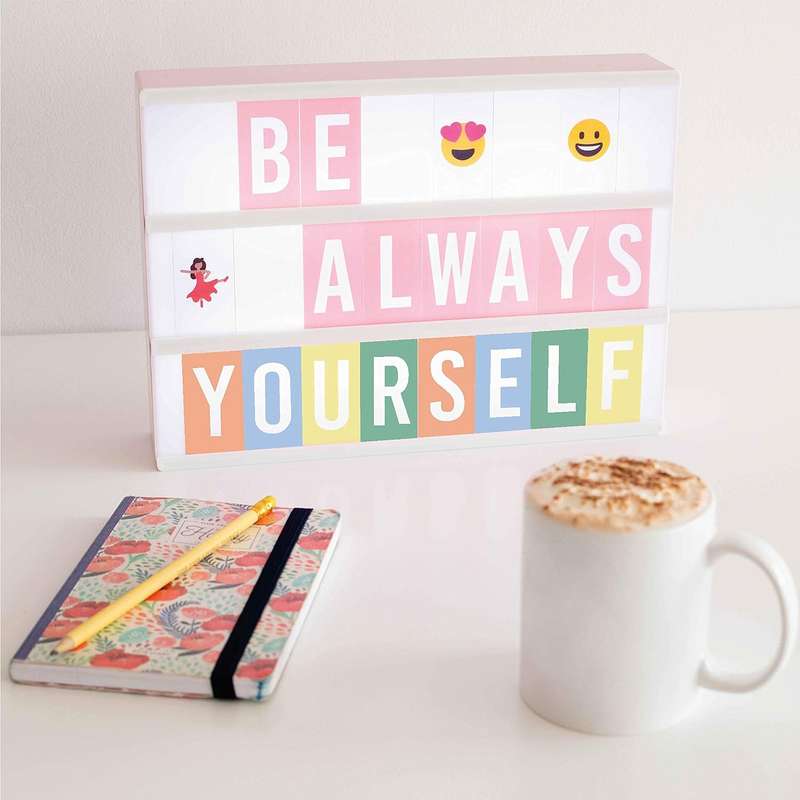 Pink Cinema LED Light Box Home Office Decor With Letters ,Emojis & Markers