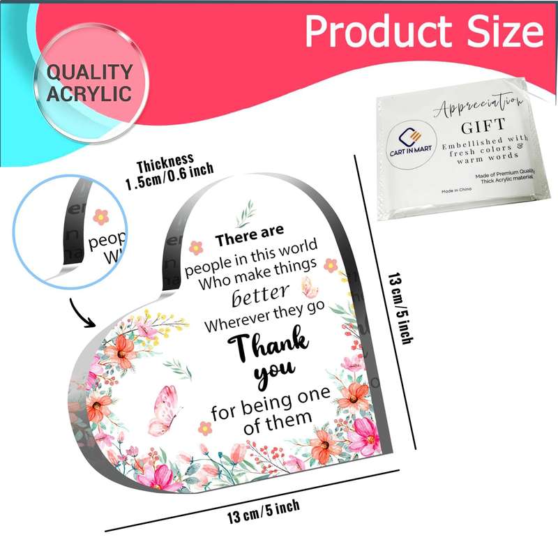 Appreciation & Thank You Gifts For Women Acrylic Decorative Heart Sign