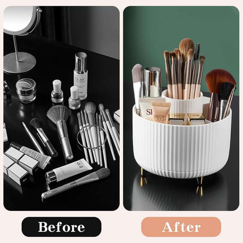 360 Rotating Desk Organisers With 5 Slots For Office Pen Pencil Makeup Holder