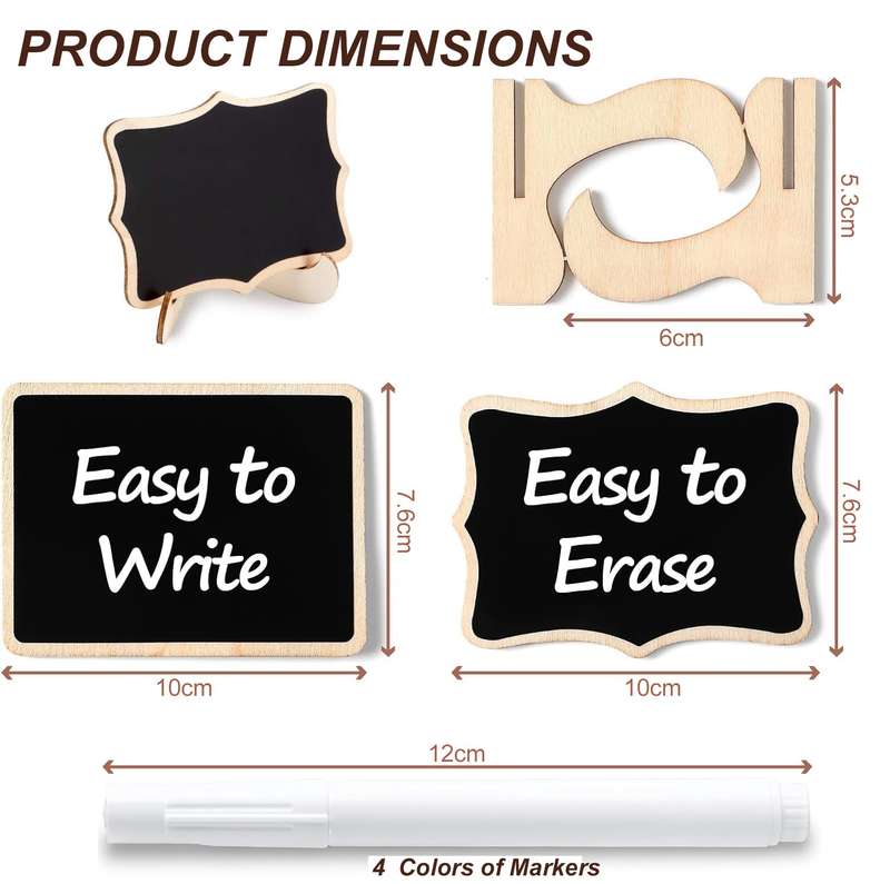 20 Pack Mini Chalkboard Signs With Markers Wooden Framed Labels Easel Stand
