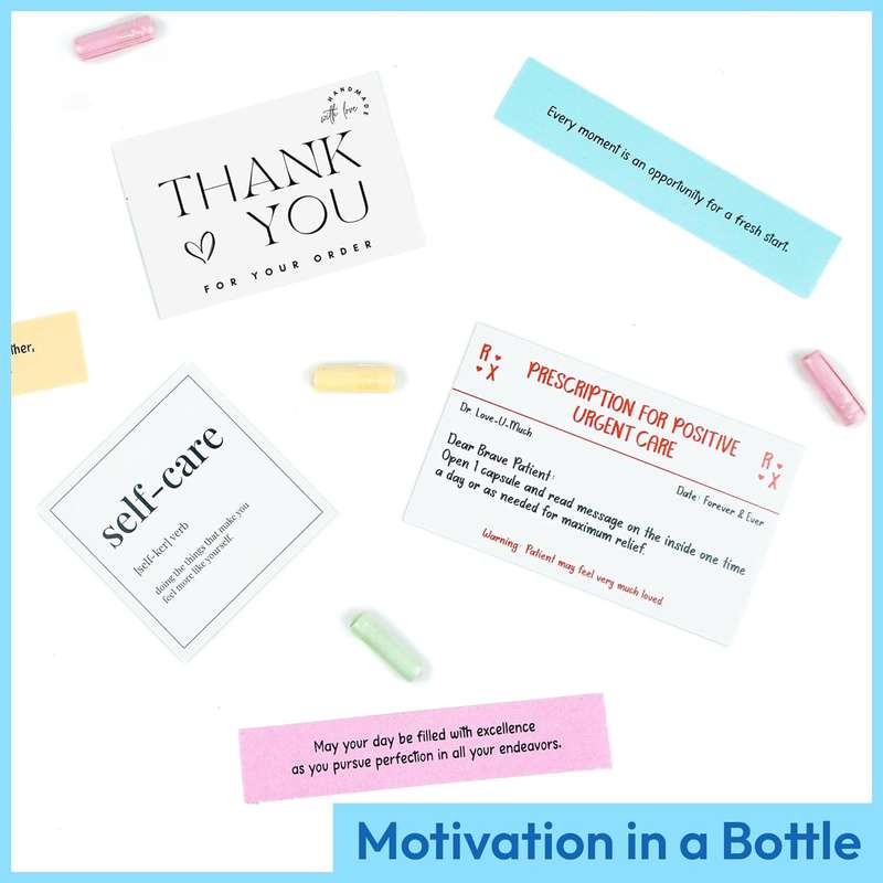 50 Pre-Written Positive Messages in a Bottle Motivational Quotes Gift