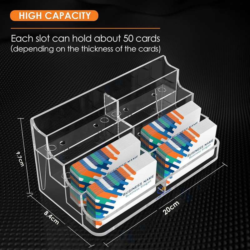 8 Pocket Clear Acrylic Business Card Holder For Desk Home Office Exhibition