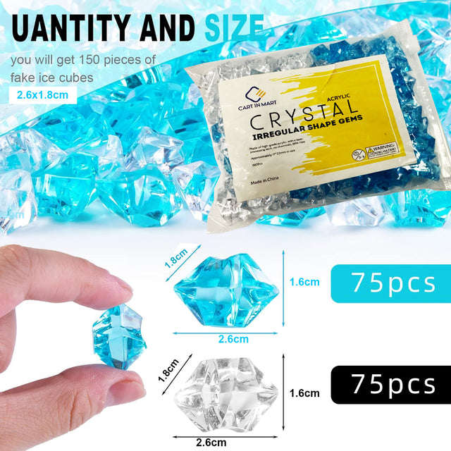 150 Piece Acrylic Fake Ice Rocks Diamond Gems For Table Vase Filler Decor