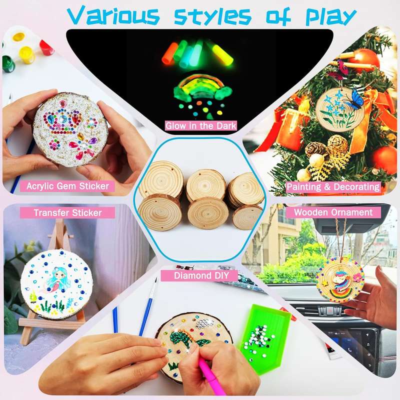 Kids Wooden Glow In The Dark Painting Kit - Art & Crafts Gift For Boys Girls