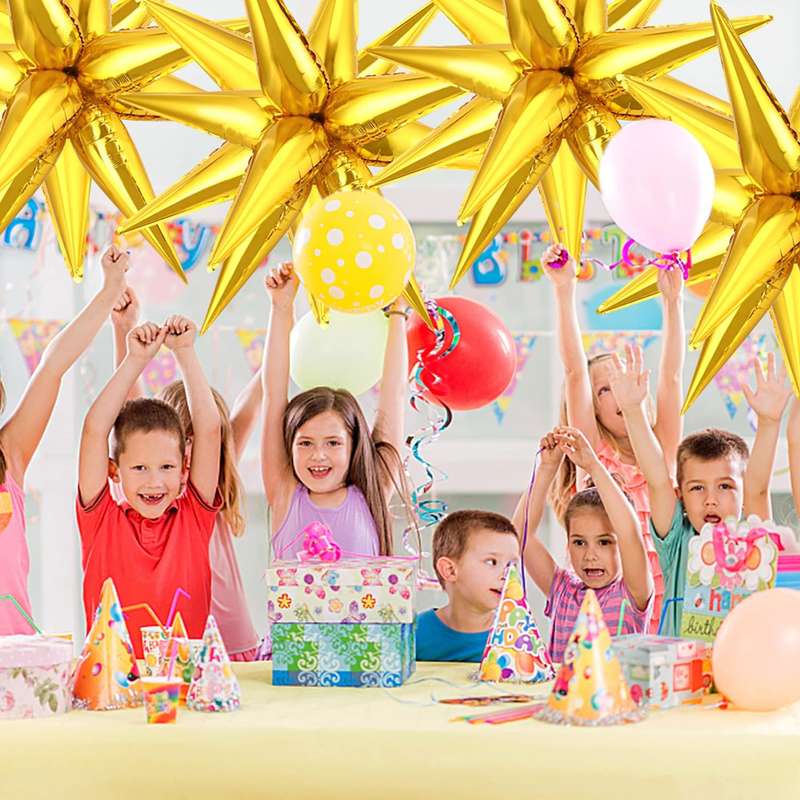 8 Pack Star Balloons Burst Star Aluminum Foil Birthday Wedding Party Supply - Silver